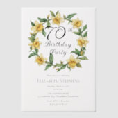 Elegante gele narcissen Floral 70e verjaardag Vellum Uitnodigingen (Voorkant)