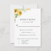 Elegante gele oker bloem met/zonder diner RSVP (Voorkant)