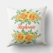 Elegante gele oranje roos bloem persoonlijke kussen (Achterkant)