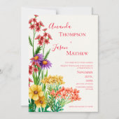 Elegante Gele Paarse Oranje Wilde Bloemen Bruiloft Magnetische Uitnodiging (Voorkant)