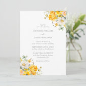 Elegante gele perzik bloemenbruiloft kaart (Staand voorkant)