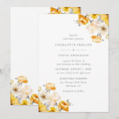 Elegante gele perzik ivoor bloemenbruiloft kaart (Voorkant / Achterkant)