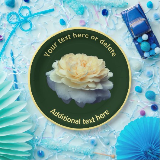 Elegante gele roos bloem gepersonaliseerde partij papieren bordje (Feest)