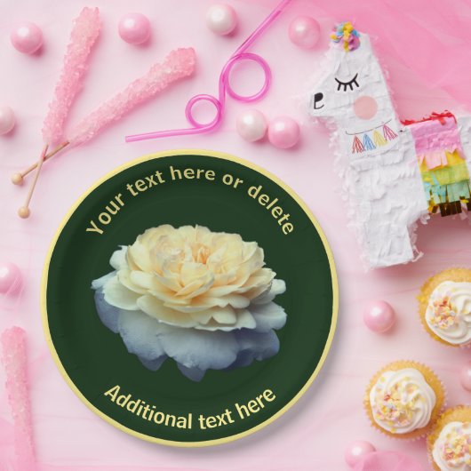 Elegante gele roos bloem gepersonaliseerde partij papieren bordje (Feest)