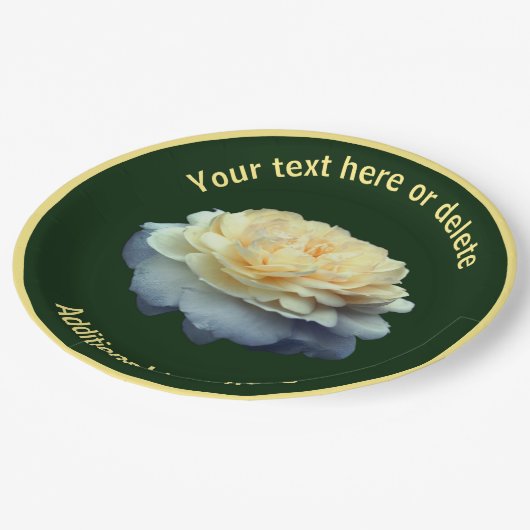 Elegante gele roos bloem gepersonaliseerde partij papieren bordje (Gekanteld)