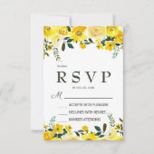 Elegante, gele roos bloemenbruiloft RSVP-kaart RSVP Kaartje (Voorkant)