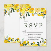 Elegante, gele roos bloemenbruiloft RSVP-kaart RSVP Kaartje (Voorkant / Achterkant)