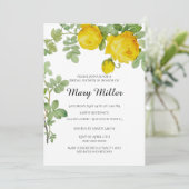 Elegante Gele Roos Bruidsfeest Kaart (Staand voorkant)