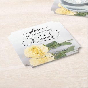 Elegante Gele Roos Neem Mijn Drankje Niet Bruiloft Kartonnen Onderzetters