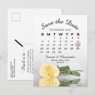 Elegante Gele Roos Trouwkalender Save the Date Aankondigingskaart