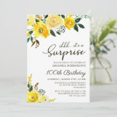 Elegante Gele Rose Bloemen Verrassing 100ste Verja Kaart (Staand voorkant)