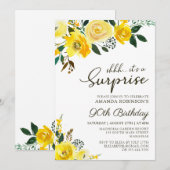 Elegante Gele Rose Bloemen Verrassing 90ste Verjaa Kaart (Voorkant / Achterkant)