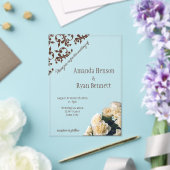 Elegante Gele Rose Roccoco Patroon Wedding Acryl Uitnodigingen (Insitu (Huwelijk))