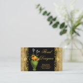 Elegante Gele Rose Zwart Goud Floristry Visitekaartje (Staand voorkant)