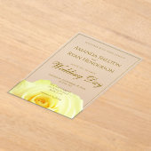 Elegante gele rozen Bloem Bloemen Huwelijk Acryl Uitnodigingen (Laagn)