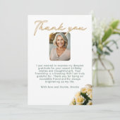 Elegante gele rozen Bloemen Verjaardagsfoto Bedankkaart (Staand voorkant)