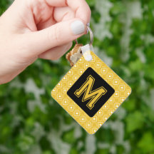 Elegante Gele Sleutelhanger met Monogram