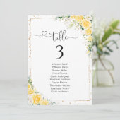 Elegante Gele Tafel Nummer Zitplaats Chart (Staand voorkant)
