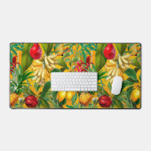 Elegante gele tropische bladeren vruchten patroon bureaumat (Keyboard & Muis)