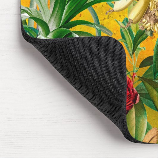 Elegante gele tropische bladeren vruchten patroon muismat (Hoek)