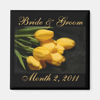 Elegante gele tulp sparen de magneet van het datum