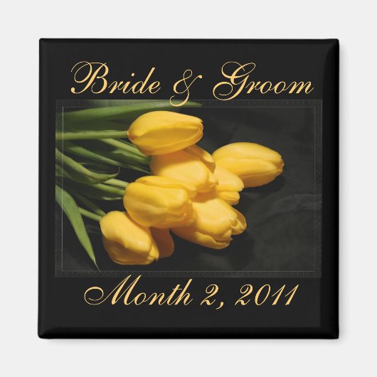 Elegante gele tulp sparen de magneet van het datum (Voorkant)