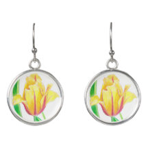 Elegante Gele Tulp Waterverf Botanische Druppel
