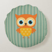 Elegante gele uil groene lijnen kinderkamer rond kussen (Achterkant)