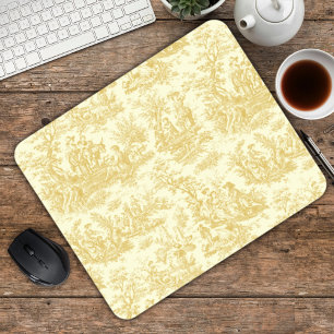 Elegante Gele Vintage Franse Toile de Jouy Muismat
