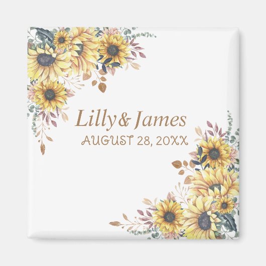 Elegante Gele Waterverf Zonnebloem Zonnig Magneet (Voorkant)