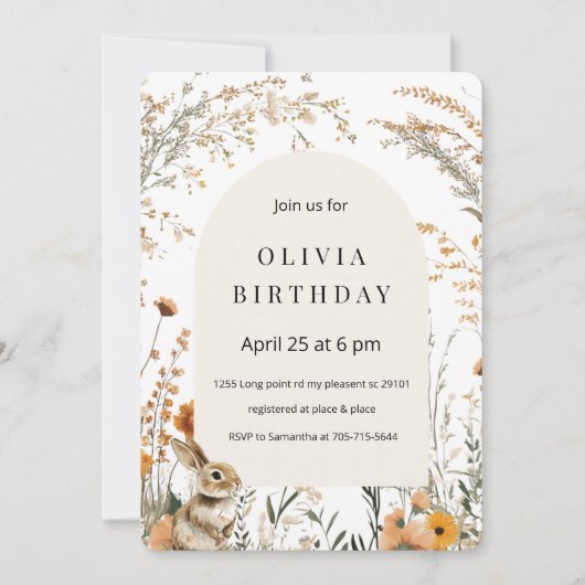 Elegante Gele Wilde Bloemen Boog Pasen Kaart (Voorkant)