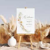 Elegante gele wilde bloemen bruiloft welkom poster