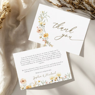 Elegante gele wilde bloemen dank u kaarten