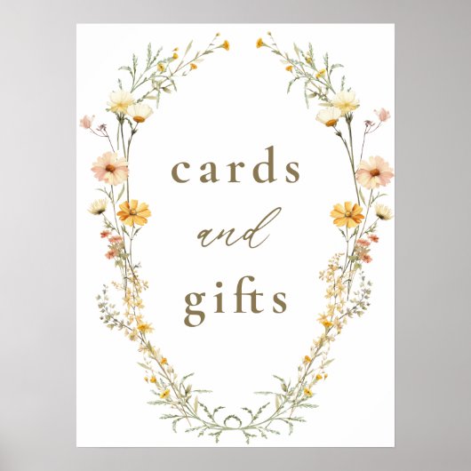 Elegante gele wilde bloemen Kaarten en geschenken Poster (Voorkant)