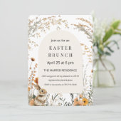 Elegante gele Wildflower Arch Paasbrunch Kaart (Staand voorkant)