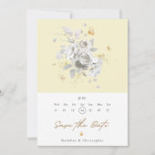 Elegante gele witte bloemenbruiloft Save the Date Kaart (Voorkant)