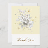 Elegante gele witte bloemenfoto bruiloft bedankkaart (Voorkant)