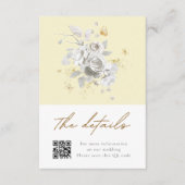 Elegante gele witte roos bruiloft details informatiekaartje (Voorkant)