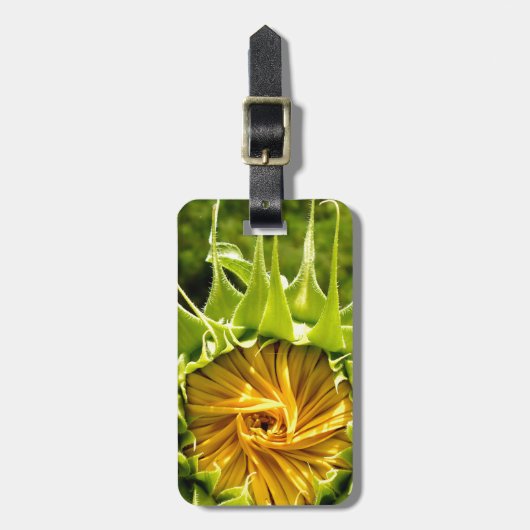 Elegante gele zonnebloem foto bagagelabel (Voorkant verticaal)