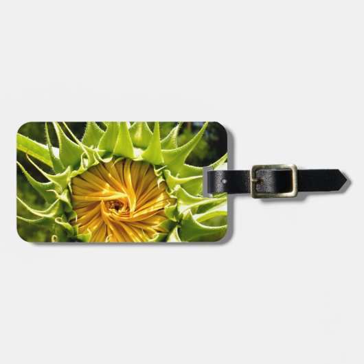 Elegante gele zonnebloem foto bagagelabel (Voorkant horizontaal)