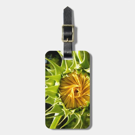 Elegante gele zonnebloem foto bagagelabel (Voorkant verticaal)