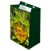 Elegante gele zonnebloem foto medium cadeauzakje (Voorkant Gekanteld)