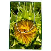 Elegante gele zonnebloem foto medium cadeauzakje (Achterkant)