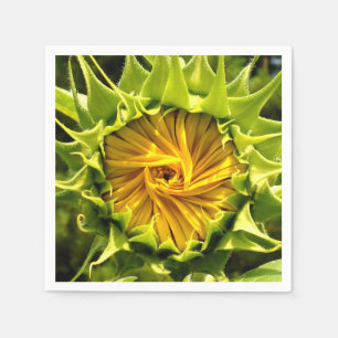 Elegante gele zonnebloem foto servet