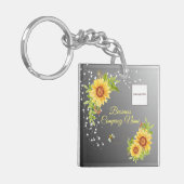Elegante Gele Zonnebloem Gradiënt Aangepaste Zakel Sleutelhanger (Voorkant Links)