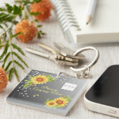 Elegante Gele Zonnebloem Gradiënt Aangepaste Zakel Sleutelhanger (Voorkant Rechts)