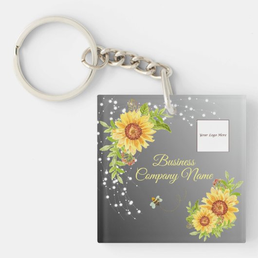 Elegante Gele Zonnebloem Gradiënt Aangepaste Zakel Sleutelhanger (Voorkant)