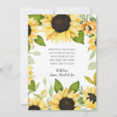 Elegante gele zonnebloem Waterverf bloemmoving Aankondiging (Achterkant)