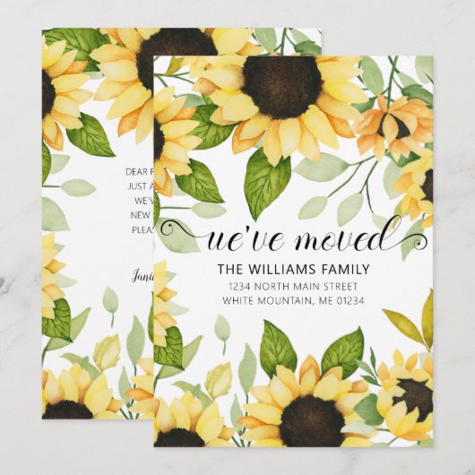 Elegante gele zonnebloem Waterverf bloemmoving Aankondiging (Voorkant / Achterkant)