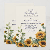 elegante gele zonnebloemen bruiloft kaart (Voorkant / Achterkant)